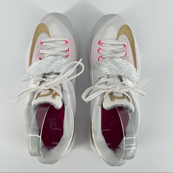Nike Men’s KD VII PRM Aunt Pearl 706858-176 White/Metallic Gold Sneakers Size 8 - Picture 7 of 17